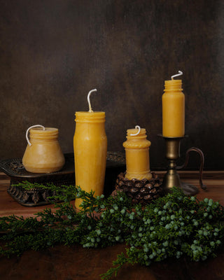 Antique Bottle Beeswax Candles